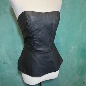 Express Faux Leather Peplum Strapless Top
